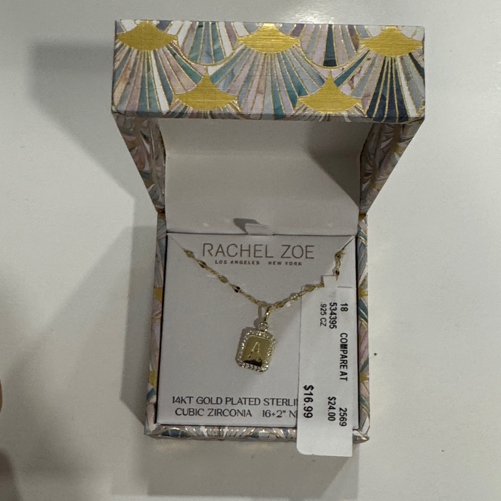 14KT Gold Plated Sterling Silver A Charm Necklace